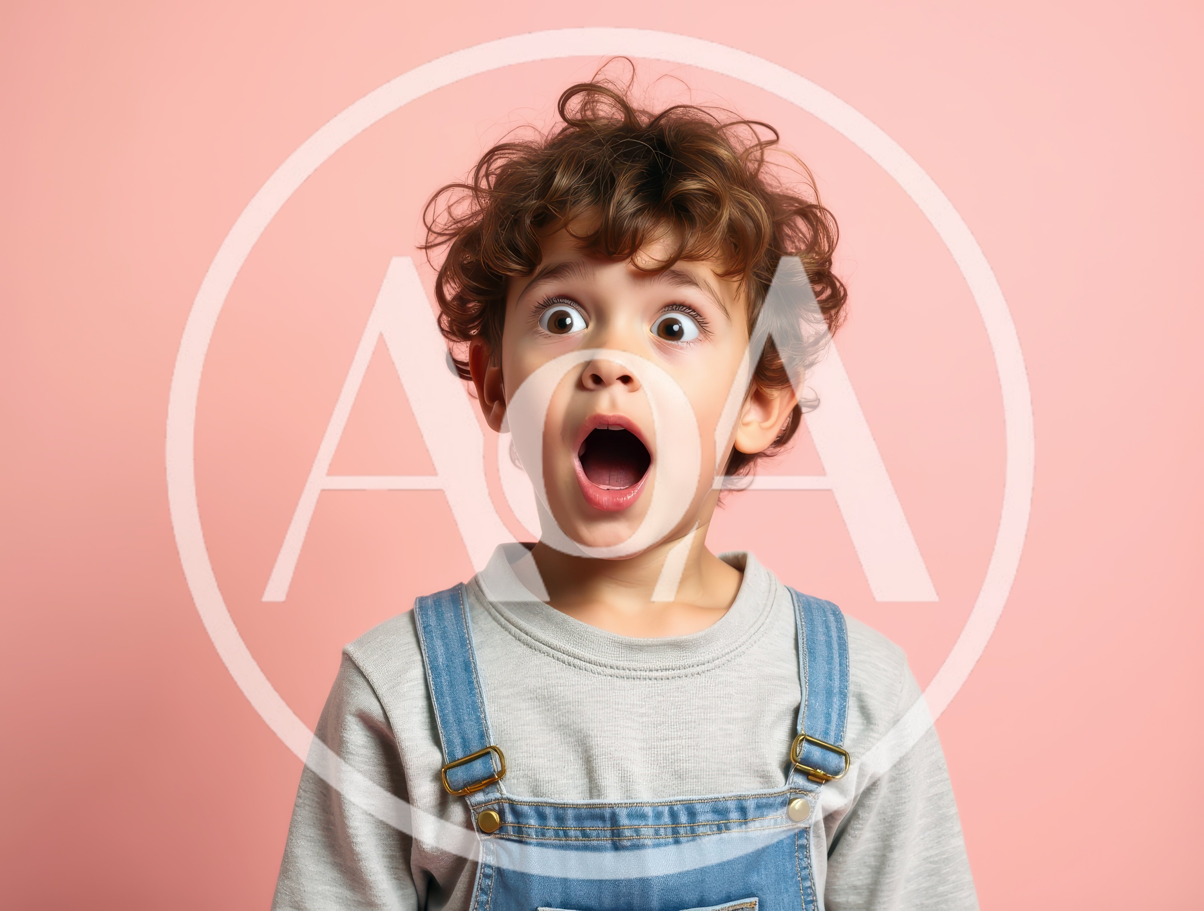 Surprised Young Boy With Curly Hair