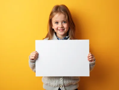 Young Girl Holding Blank White Sign
