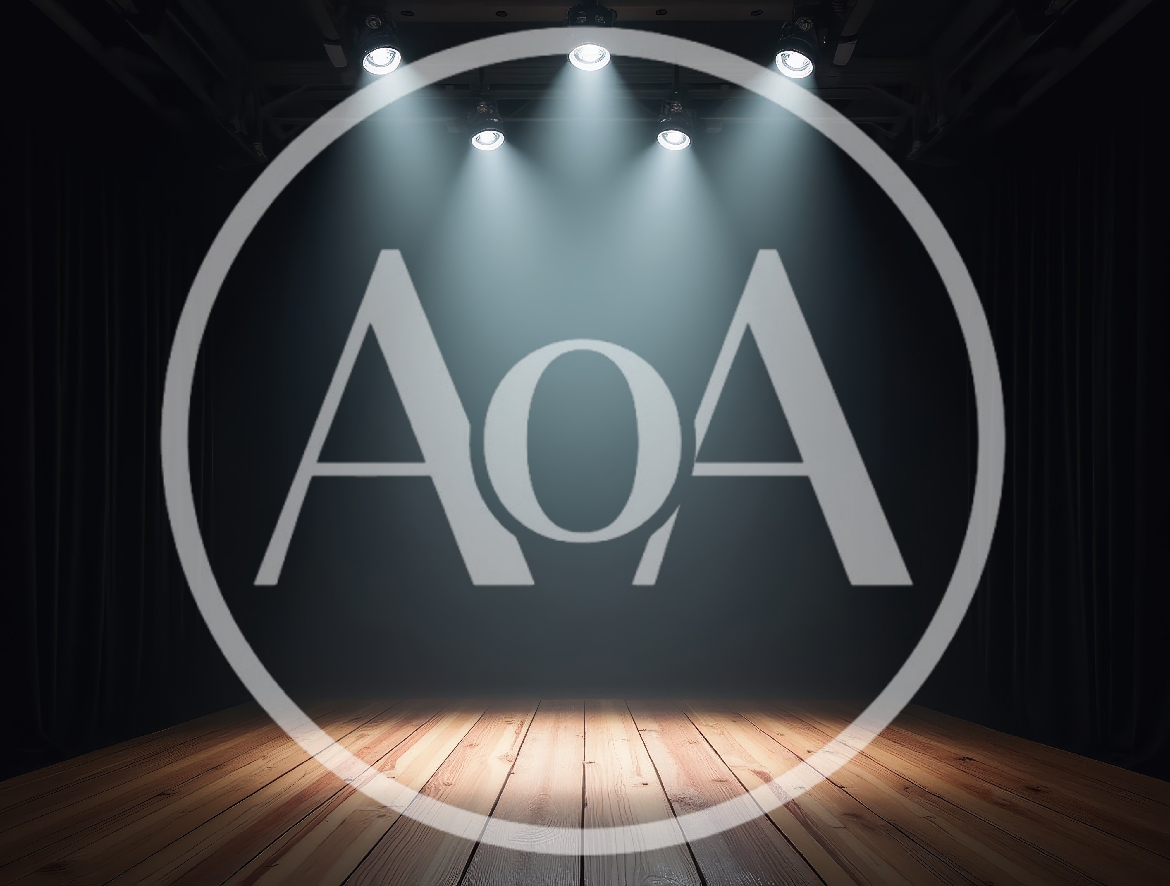 Empty Wooden Stage With Dramatic Overhead Spotlight Illumination