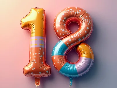 Shiny Number Eighteen Foil Balloons For Birthday Celebration