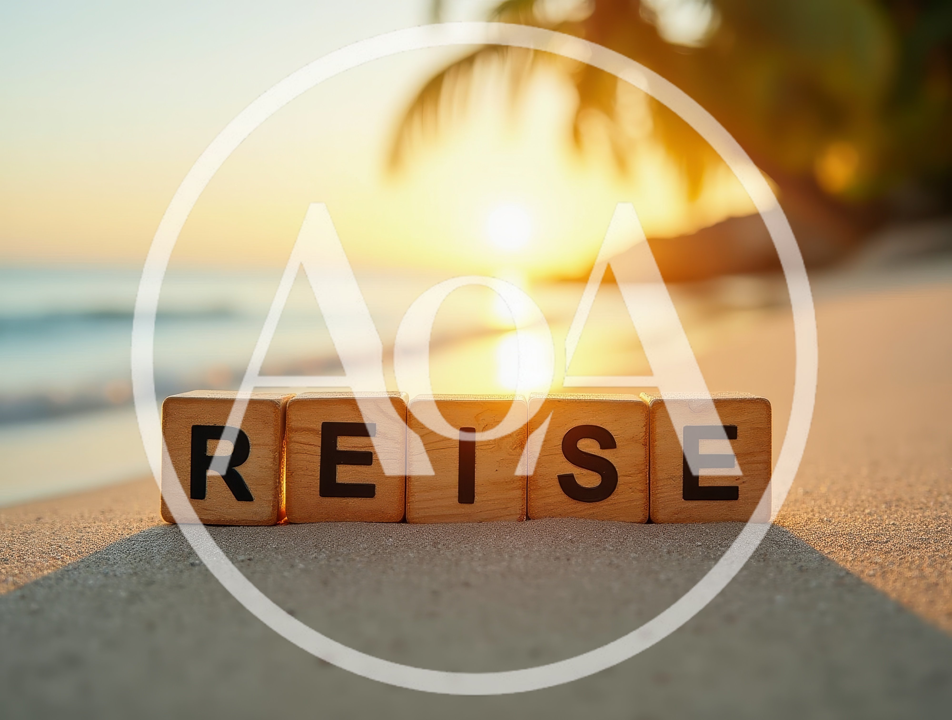 Wooden Blocks Spelling Reise On A Tropical Beach