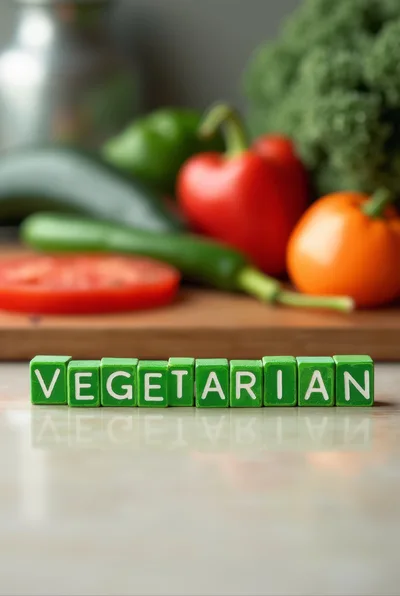 Vegetarian Word Spelled With Green Wooden Blocks