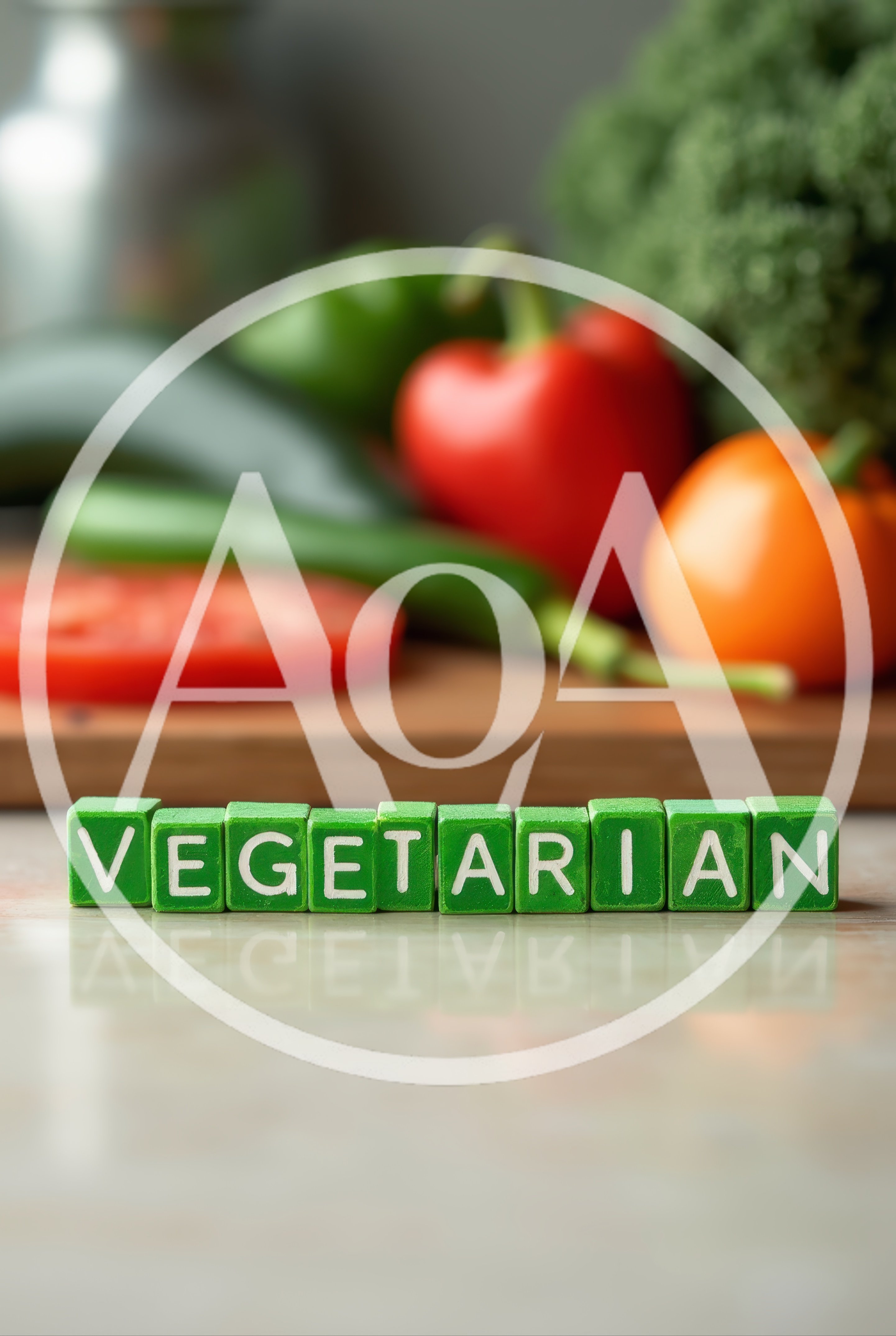 Vegetarian Word Spelled With Green Wooden Blocks