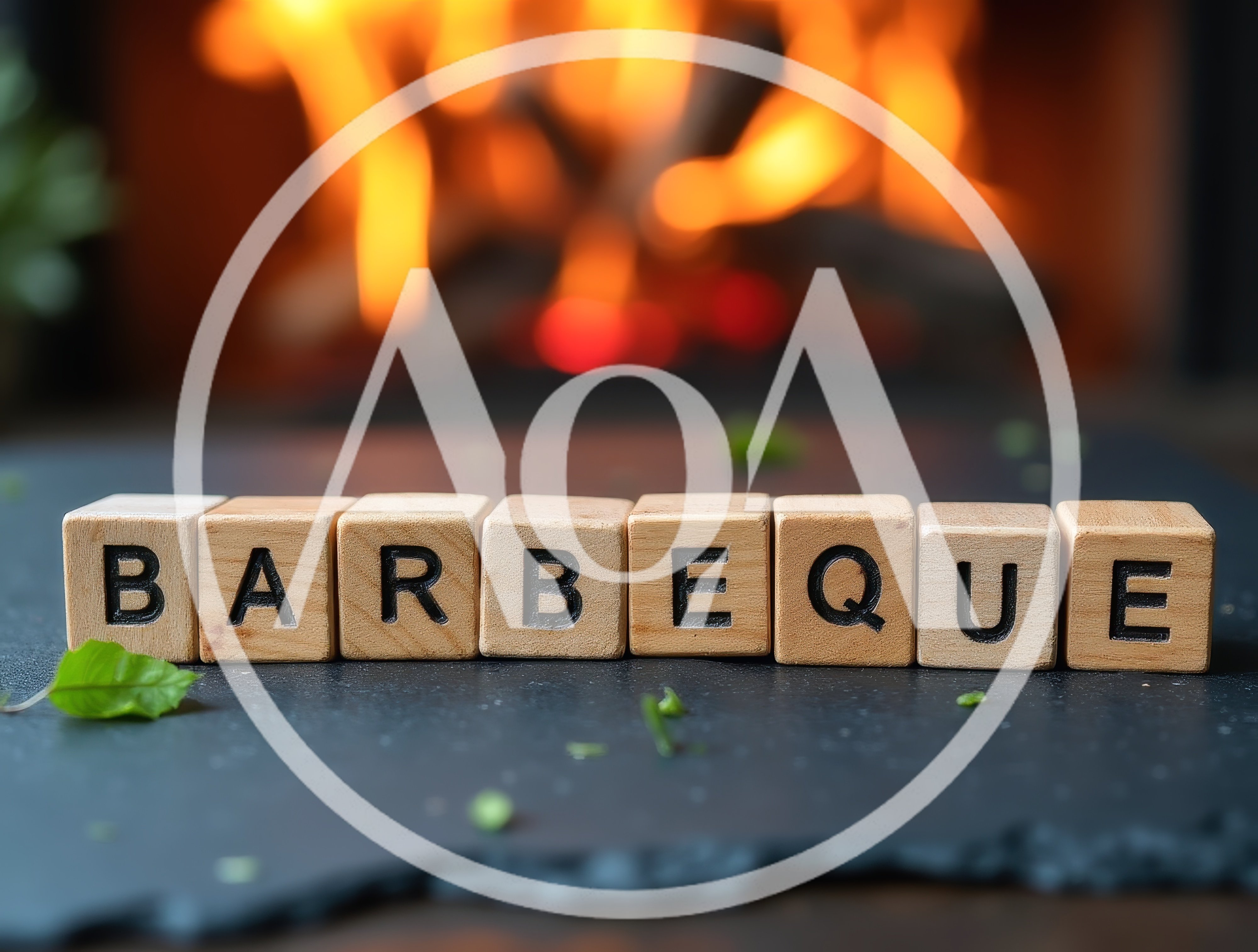 Wooden Blocks Spelling Barbeque On Slate Surface