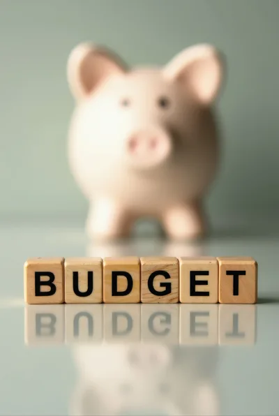 Wooden Blocks Spelling Budget With A Piggy Bank