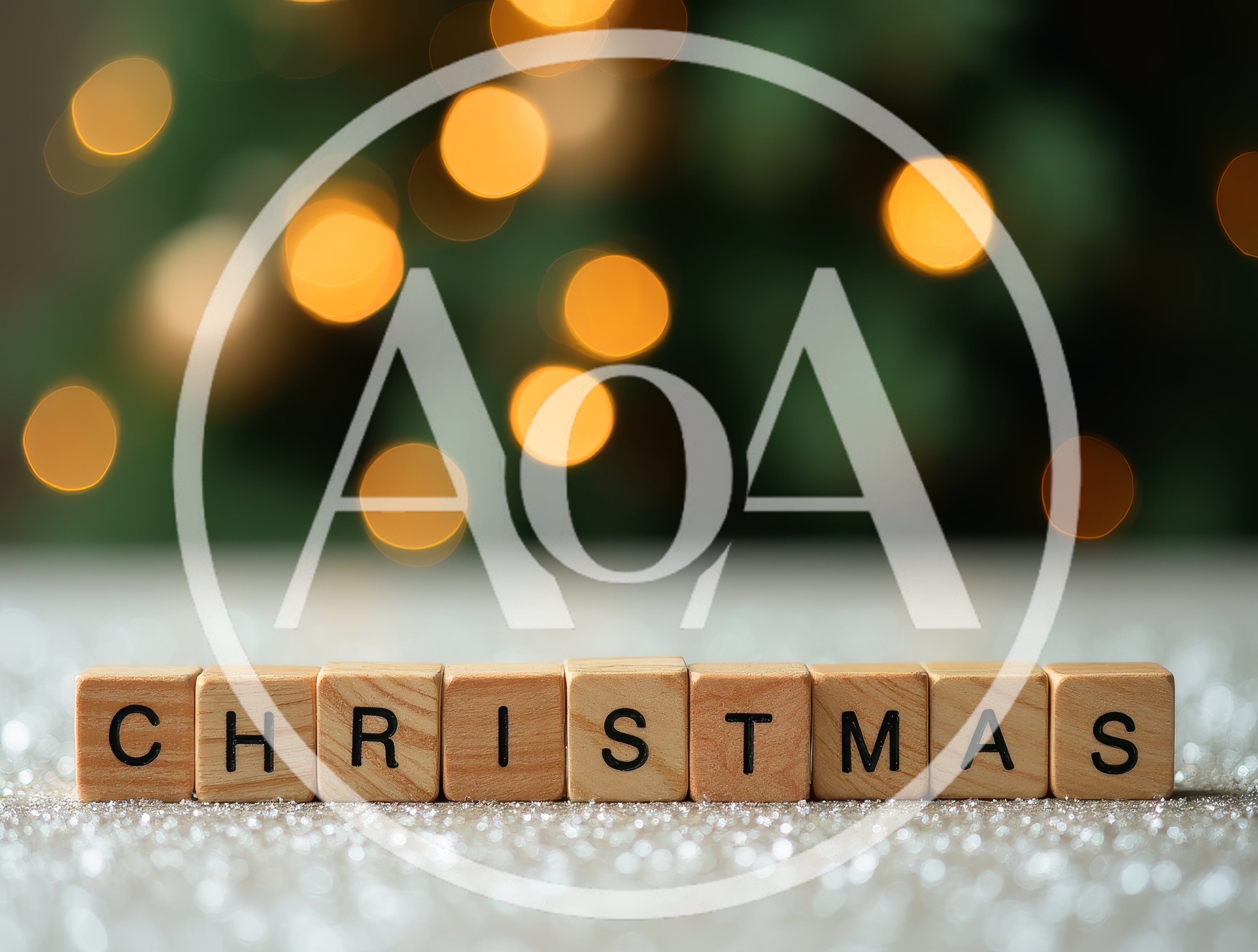 Wooden Blocks Spelling Christmas On Glittery Surface