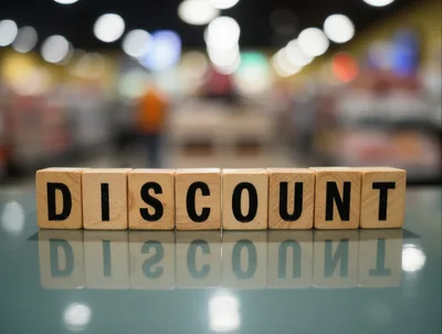 Wooden Blocks Spelling Discount on Reflective Surface
