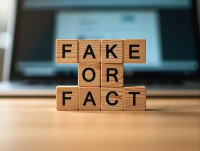 Wooden Blocks Spelling Fake Or Fact On Desk