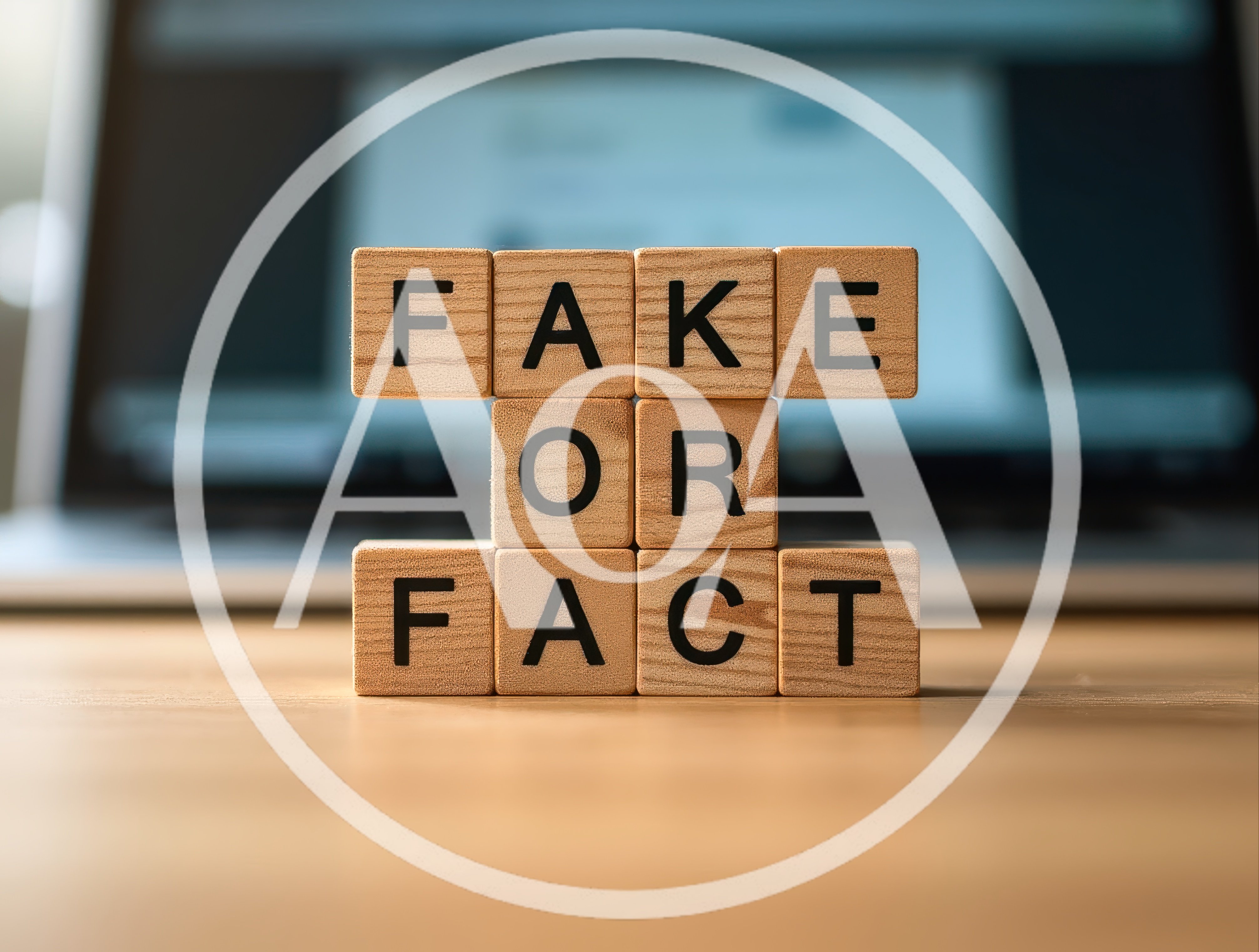 Wooden Blocks Spelling Fake Or Fact On Desk
