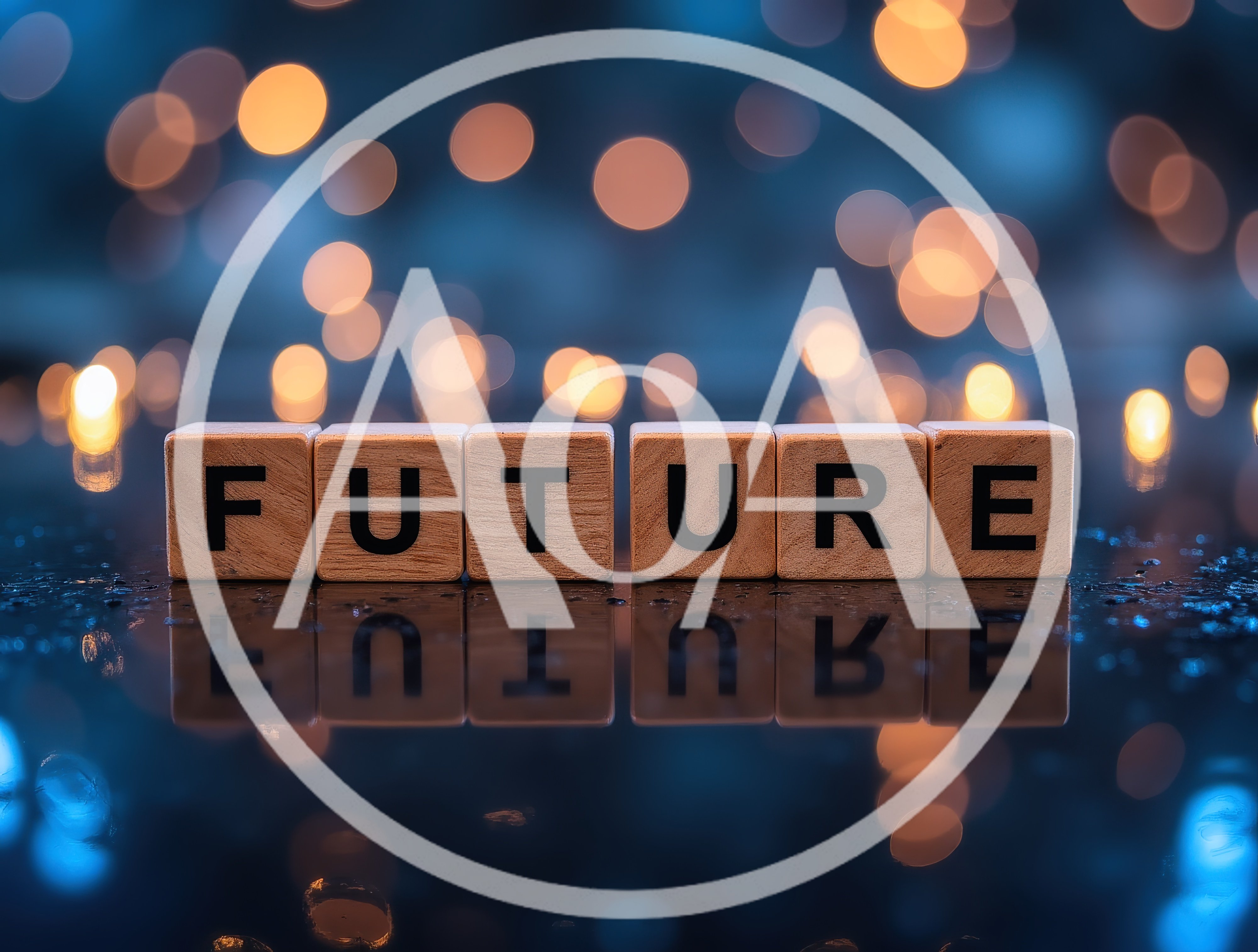 Wooden Blocks Spelling Future With Bokeh Background