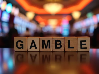 Wooden Blocks Spelling Gamble On Casino Floor