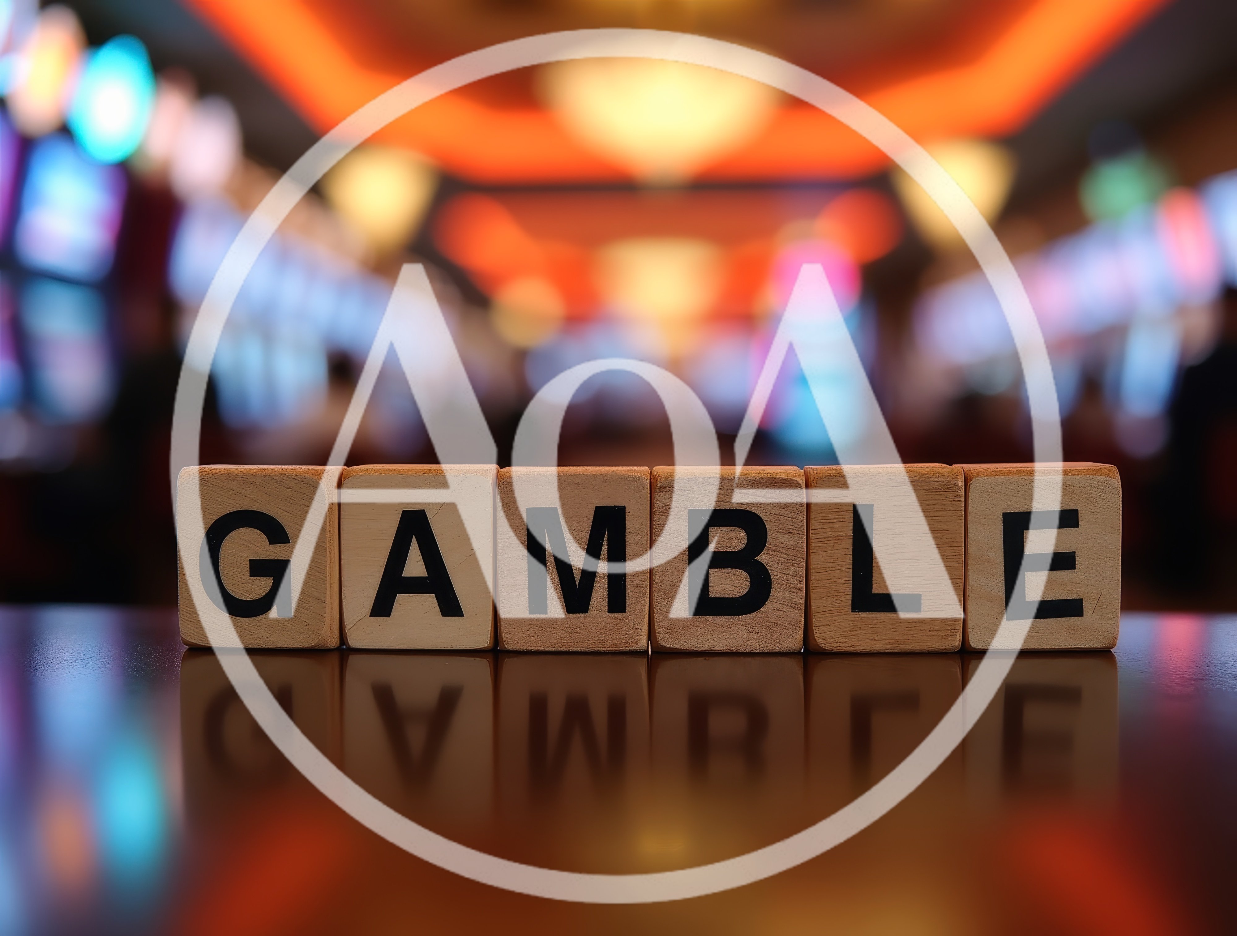 Wooden Blocks Spelling Gamble On Casino Floor