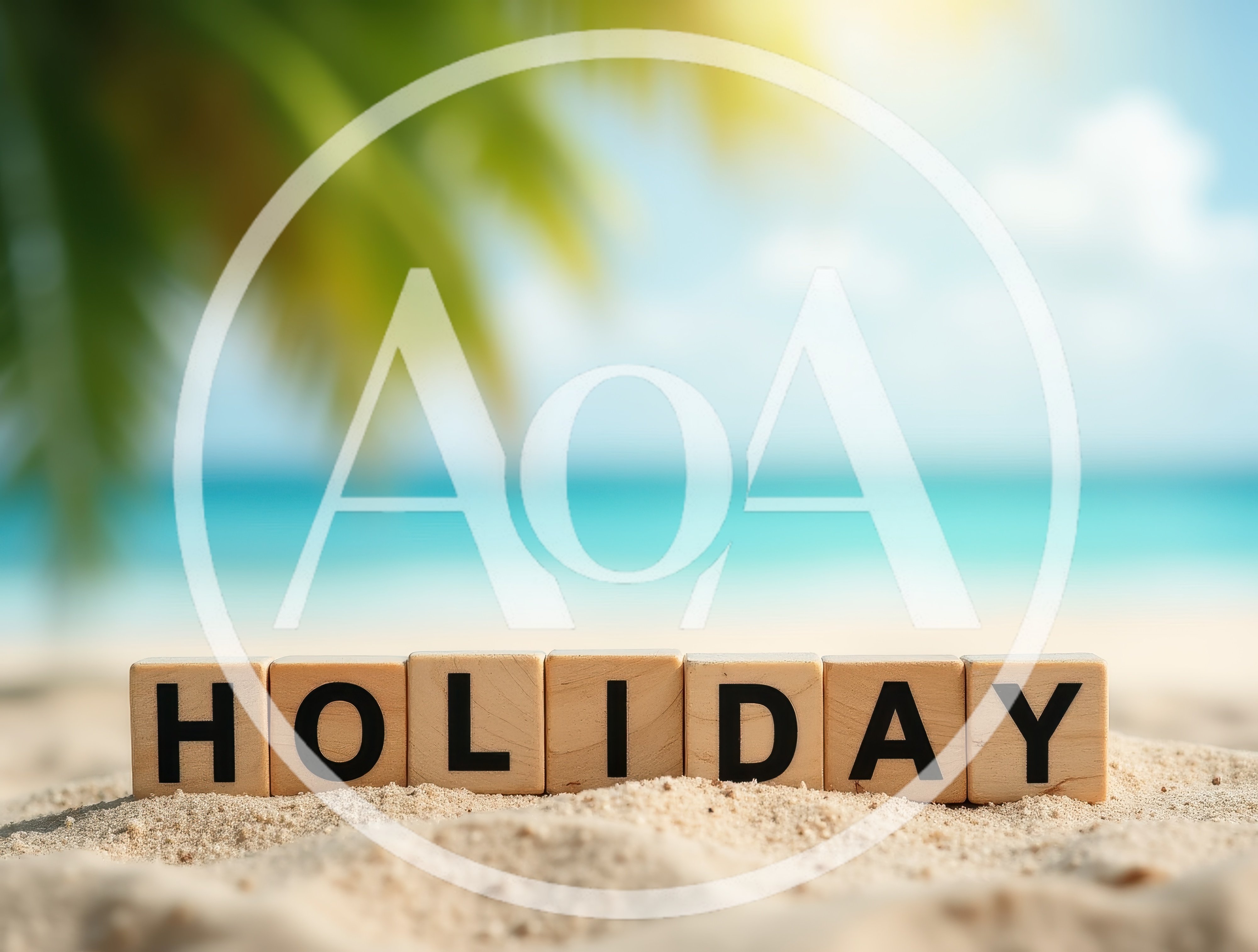Wooden Blocks Spelling Holiday On A Tropical Beach