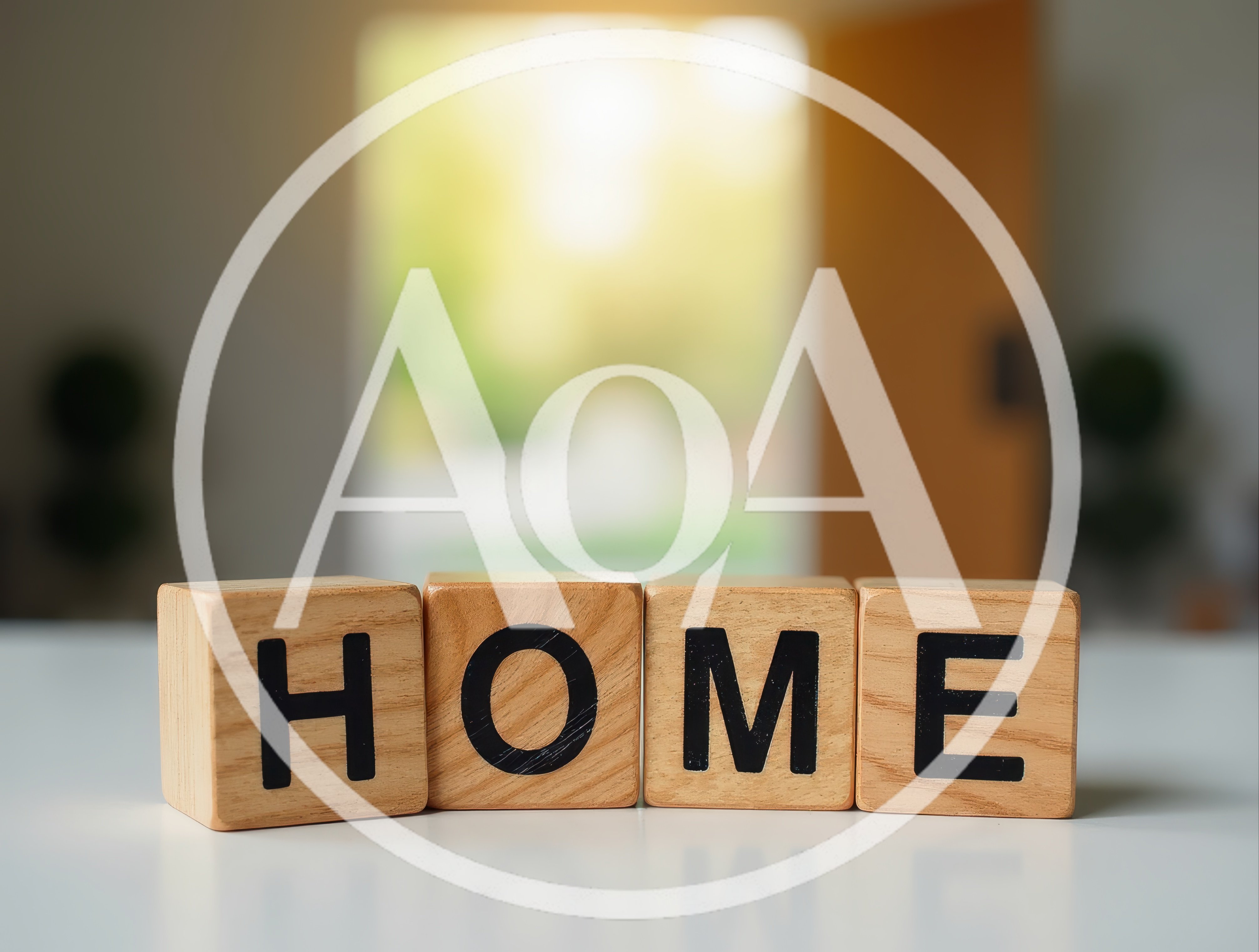 Wooden Blocks Spelling Home on a Table