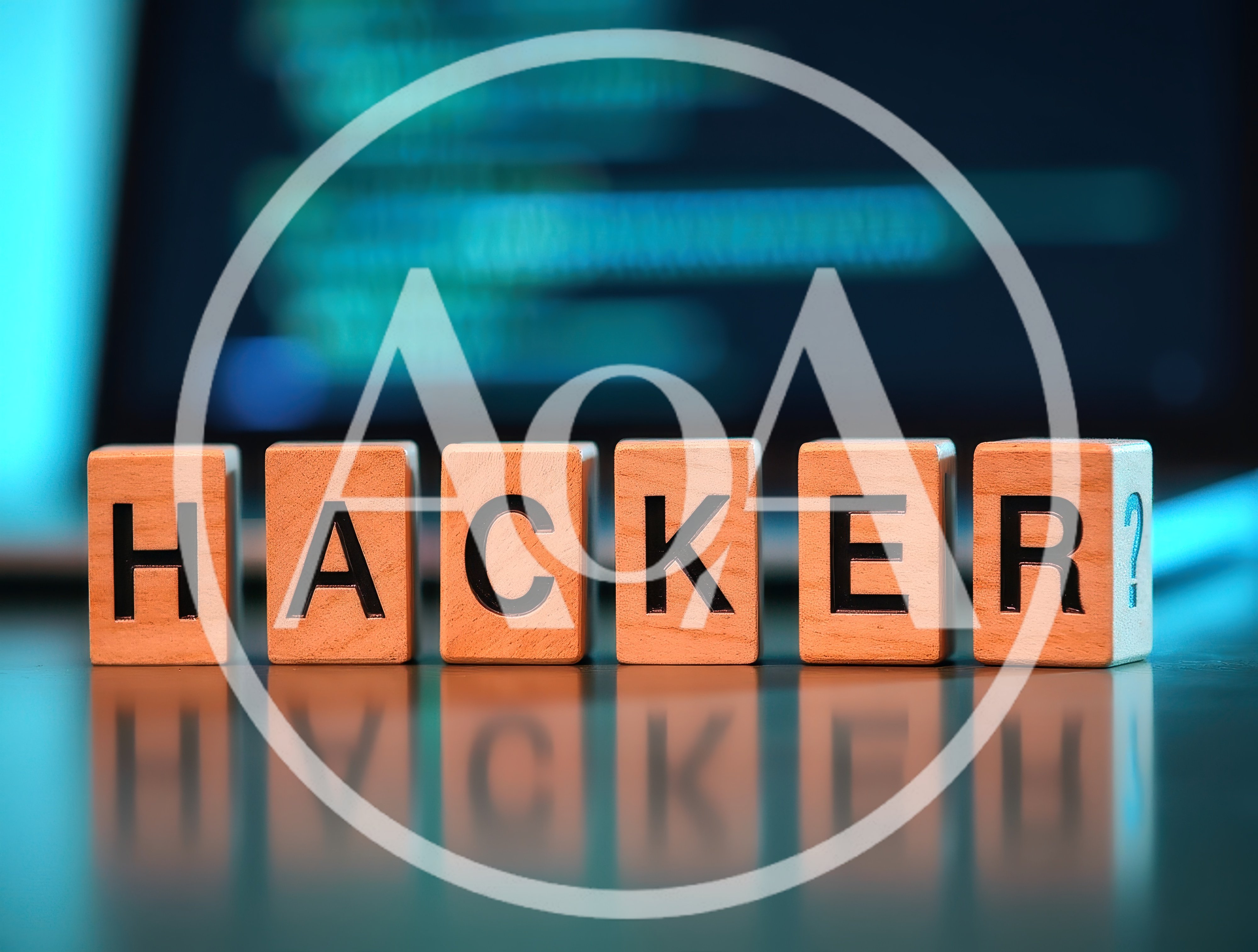 Wooden Blocks Spelling Hacker With Question Mark