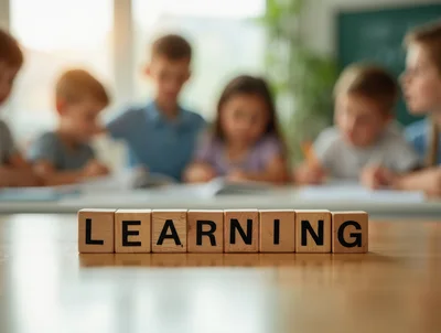 Wooden Blocks Spelling Learning In A Classroom