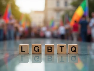 Wooden Blocks Spelling LGBTQ on Reflective Surface