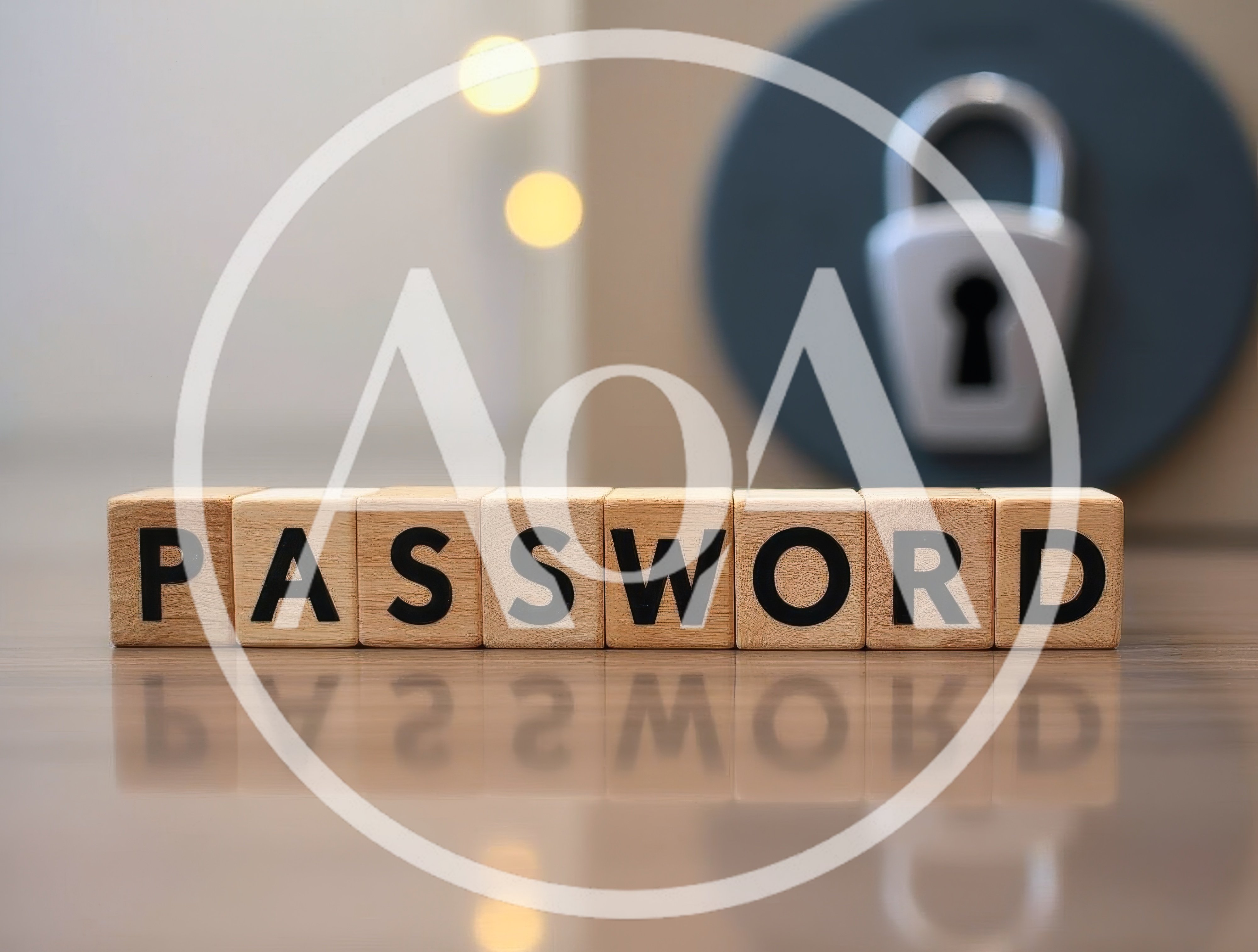 Wooden Blocks Spelling Password With A Padlock Background