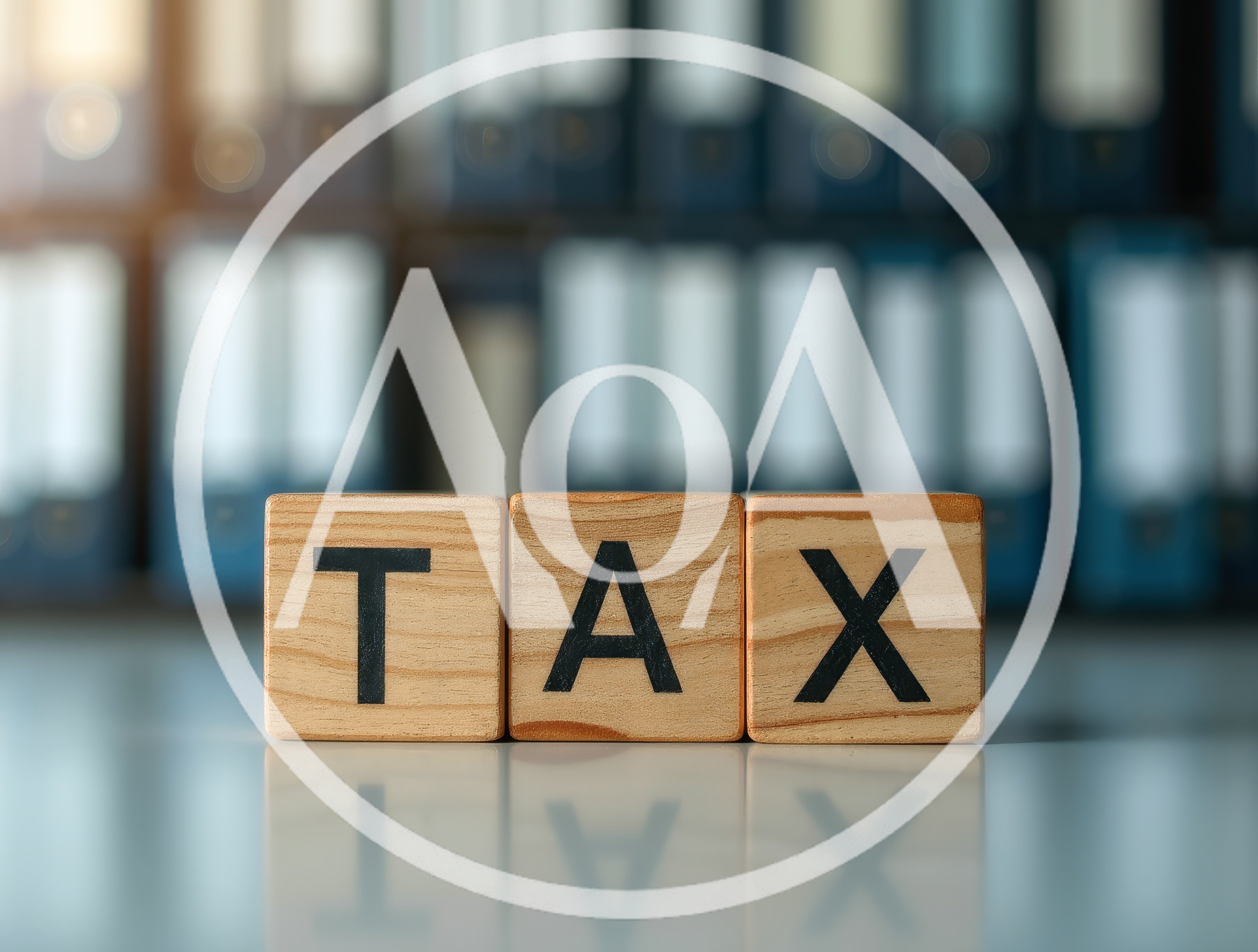 Wooden Blocks Spelling Tax In Front Of Office Binders
