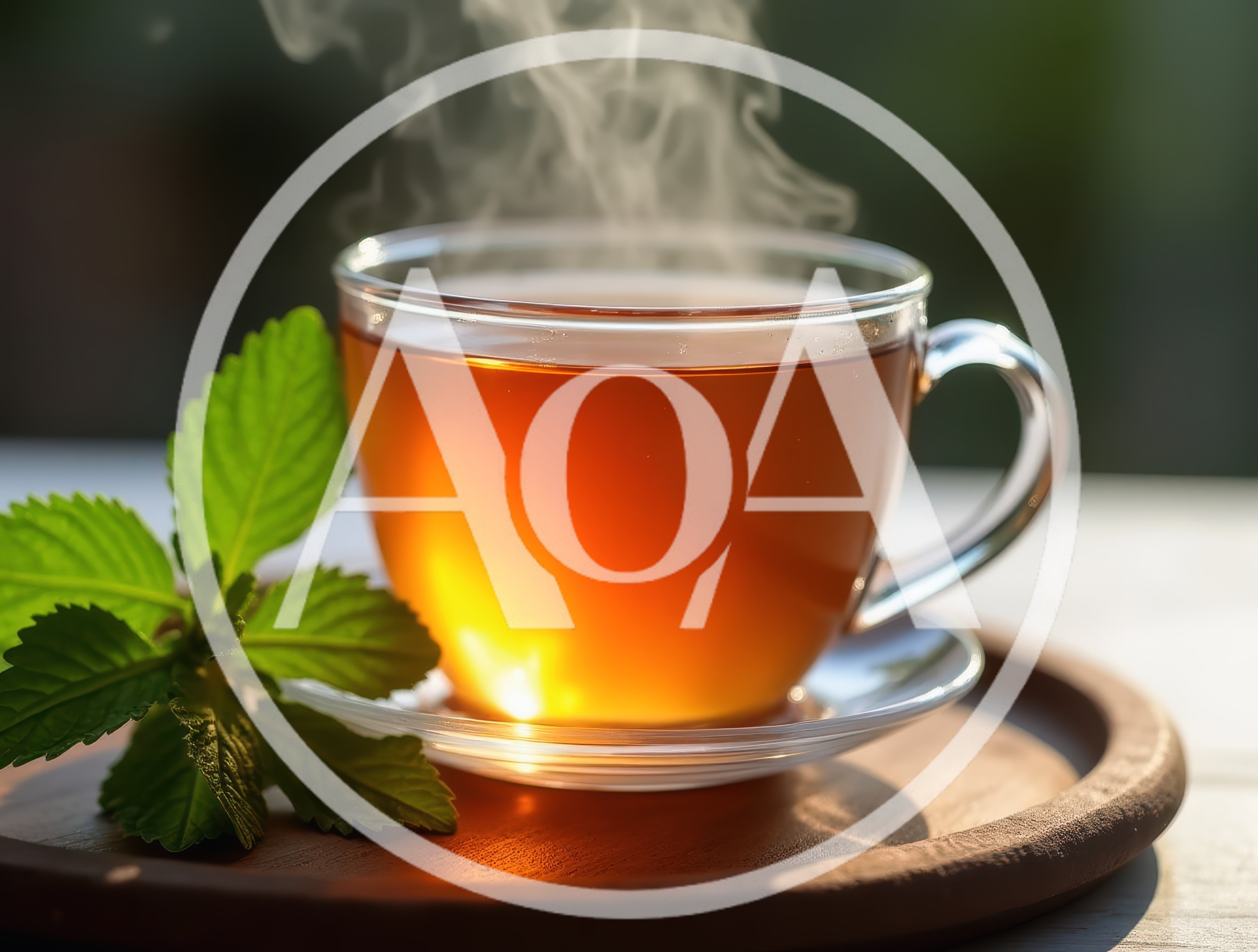 Steaming Cup Of Herbal Tea With Fresh Mint Leaves