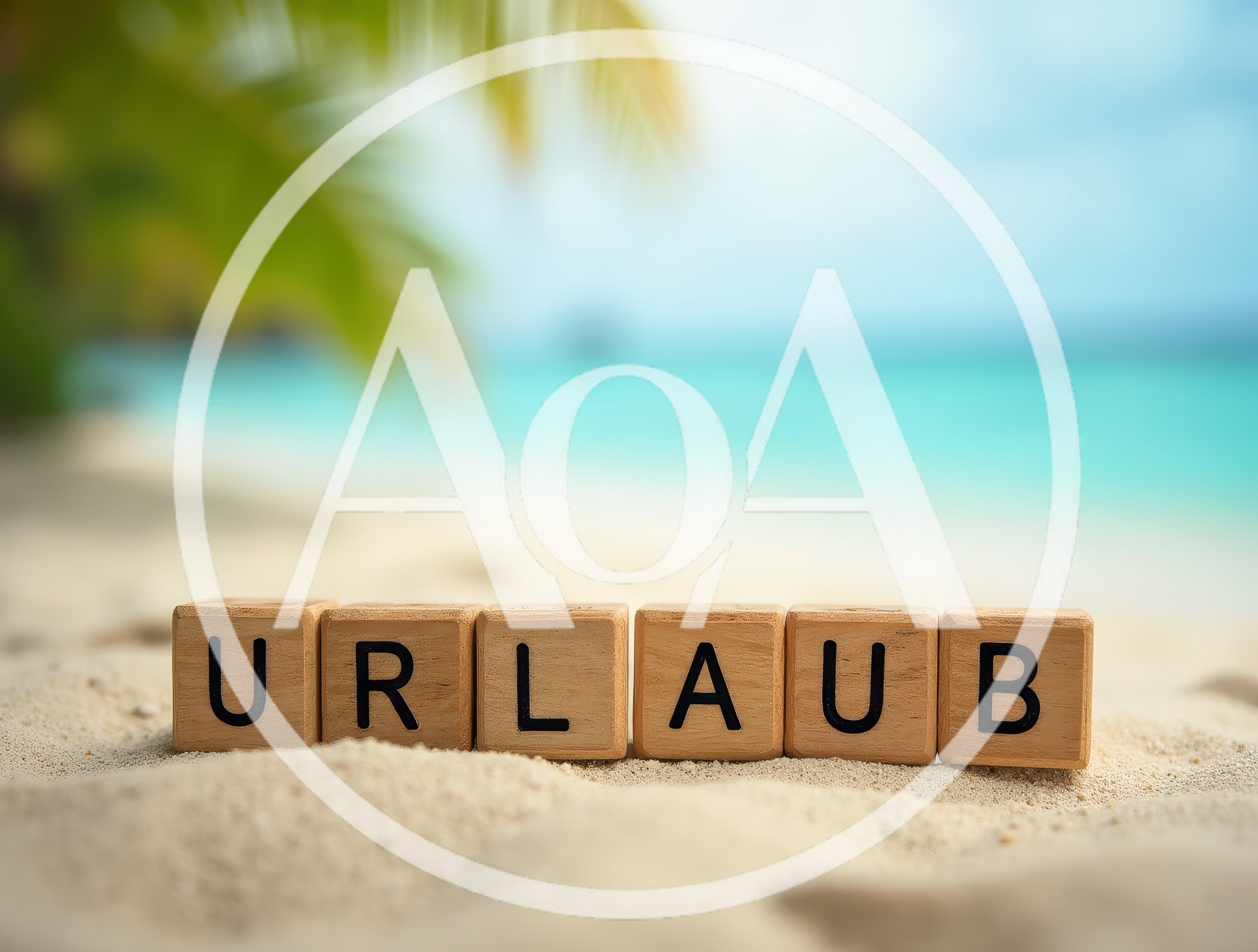 Wooden Blocks Spelling Urlaub On Tropical Beach Sand