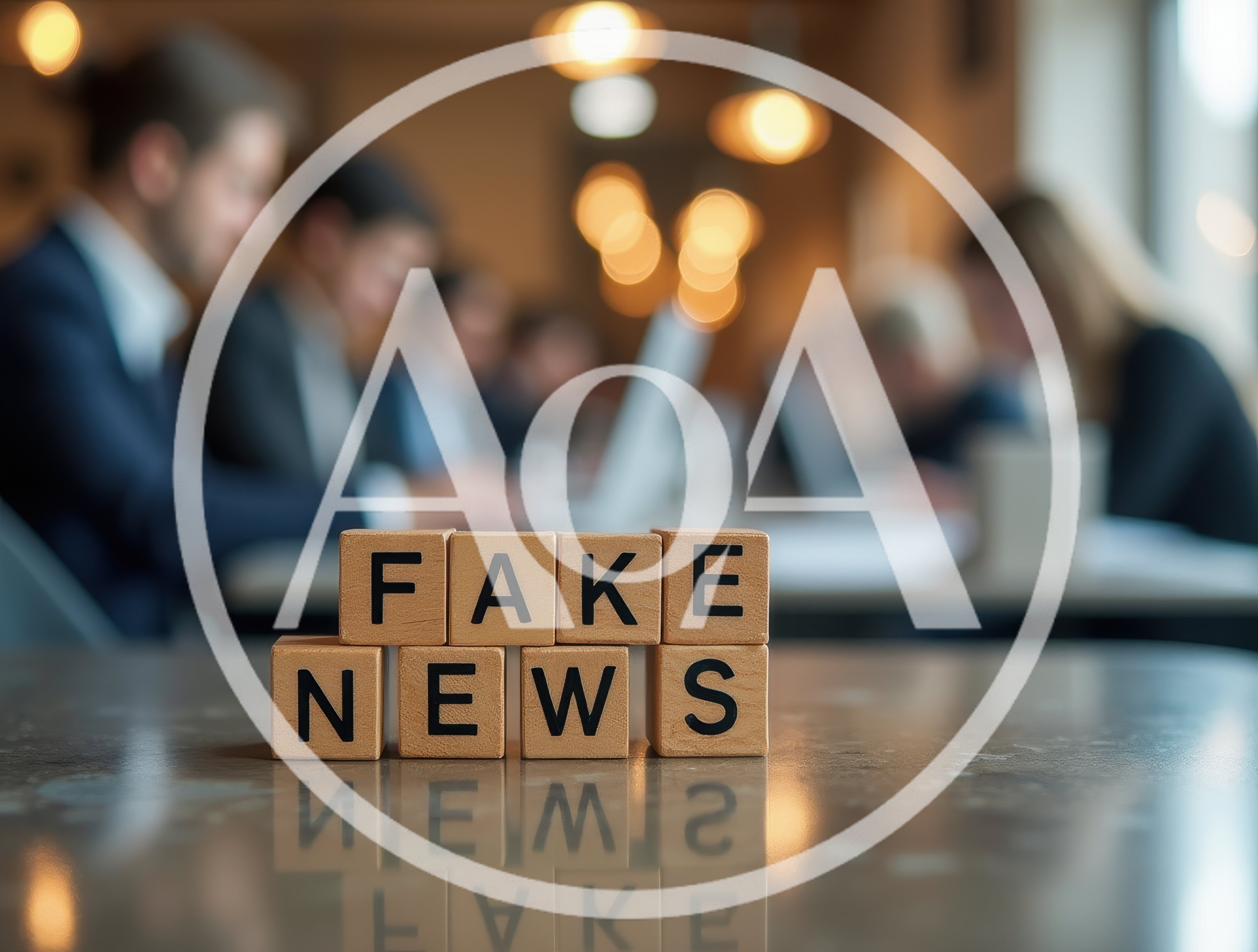 Wooden Blocks Spelling Fake News On Office Table