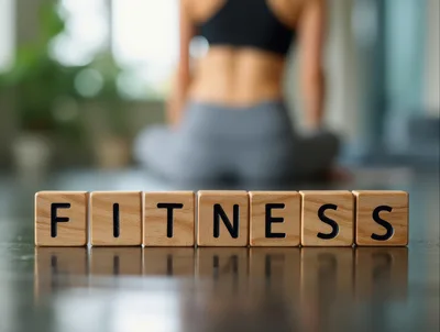 Wooden Blocks Spelling Fitness With A Person Meditating