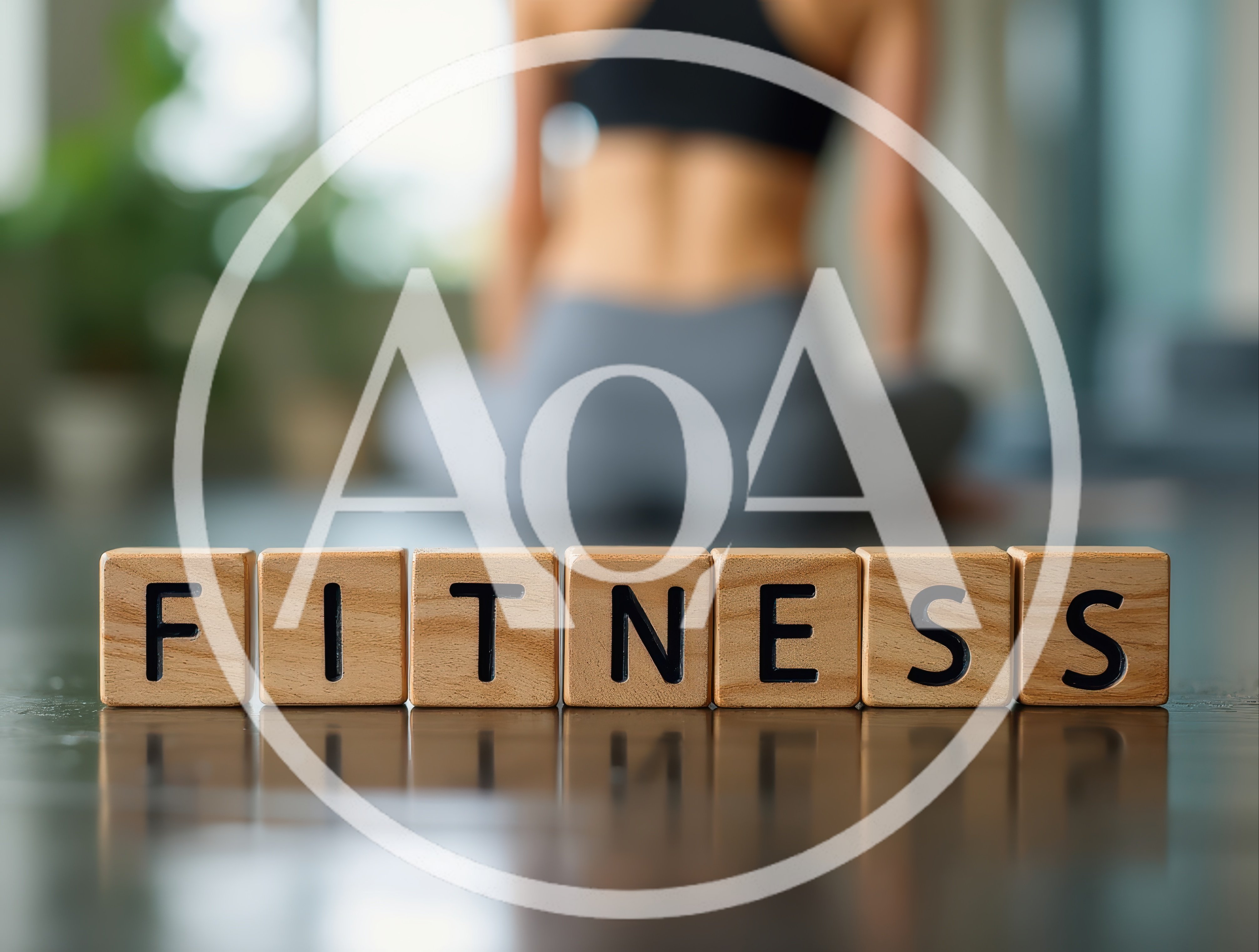 Wooden Blocks Spelling Fitness With A Person Meditating