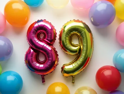 Number 89 Foil Balloons With Colorful Party Decorations