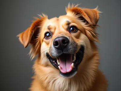 Portrait Of A Happy Golden Retriever Mix