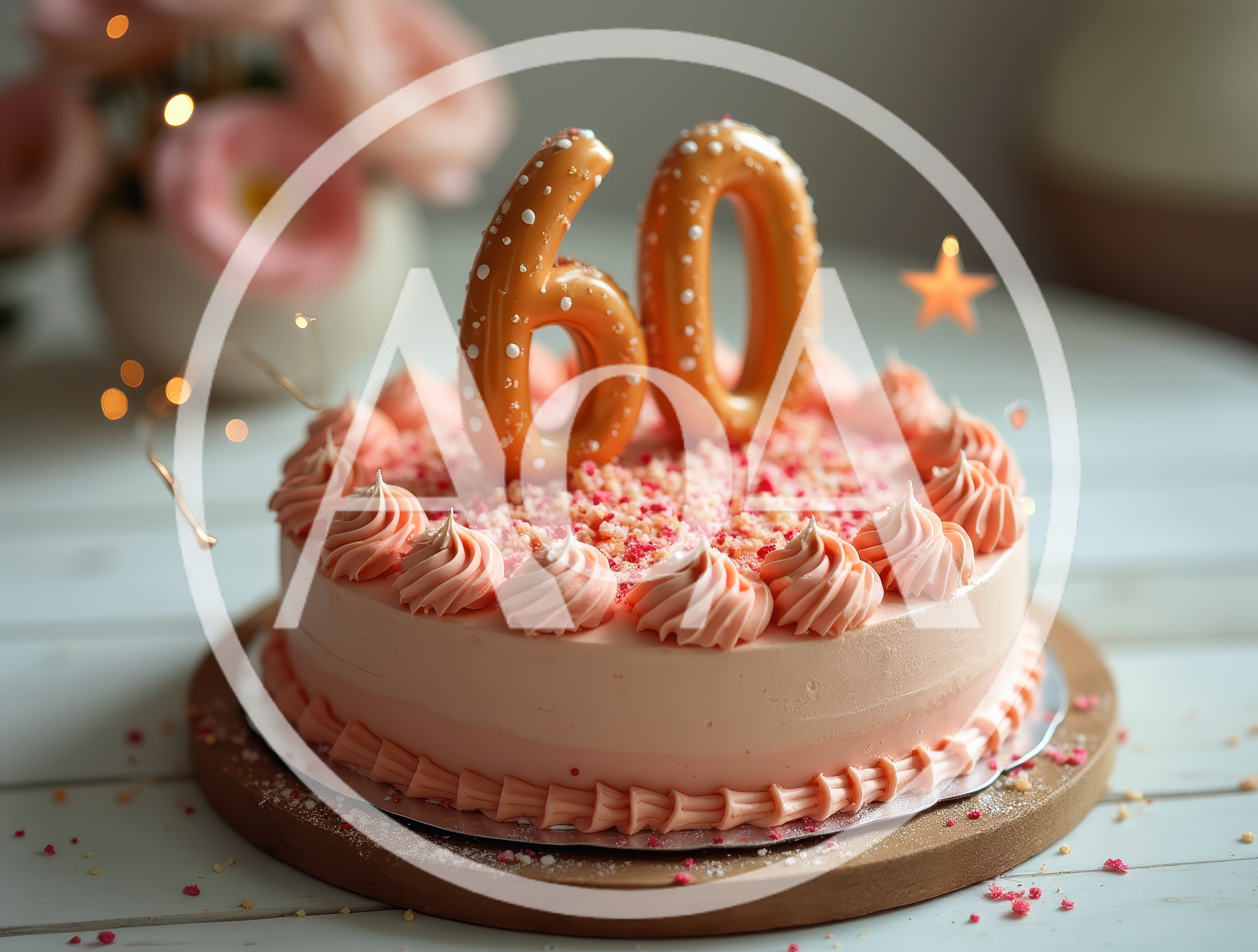 Sixtieth Birthday Celebration Cake With Pink Frosting