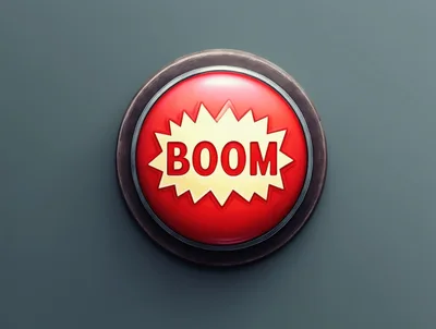 Red Boom Button With Comic Style Explosion Graphic