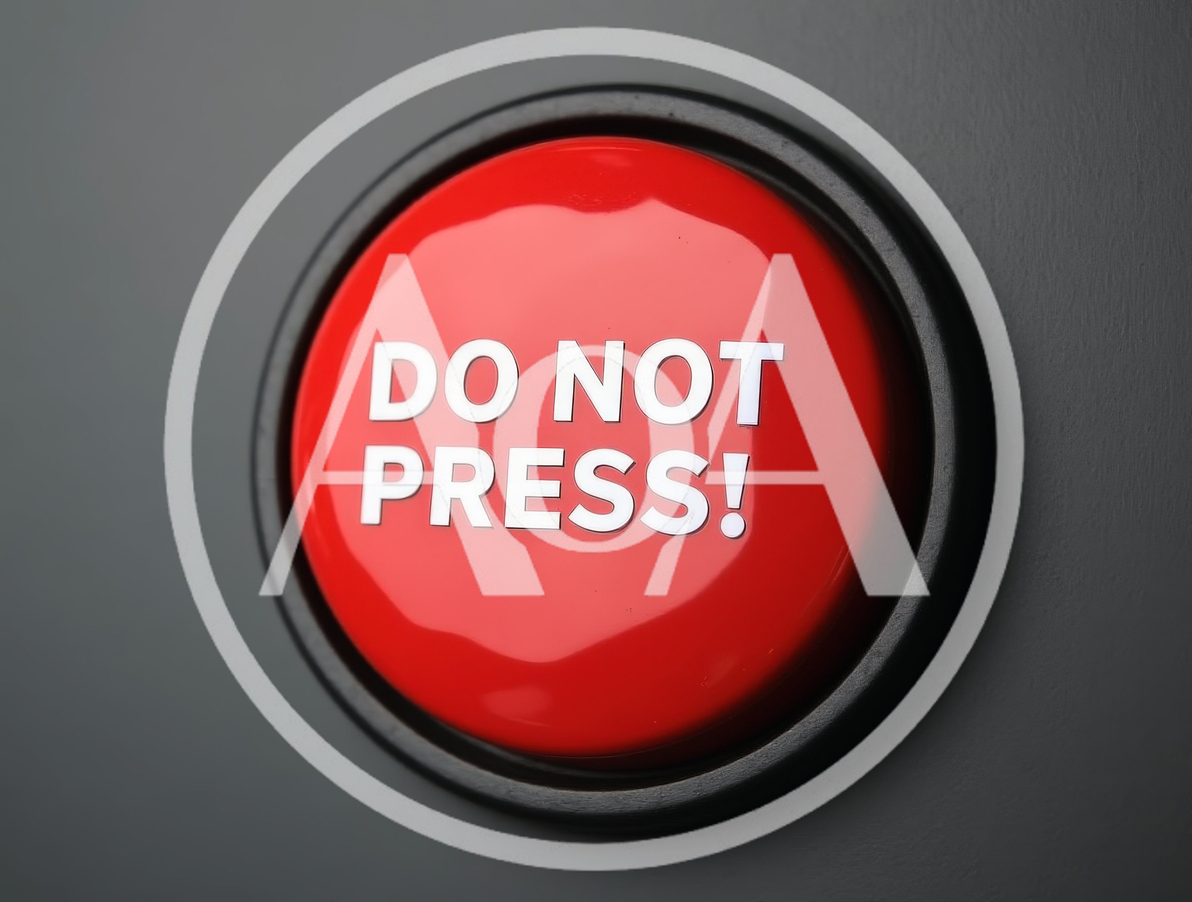 Red Do Not Press Button On Dark Background