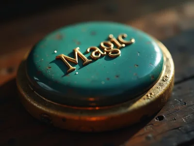 Close Up Of A Teal Magic Button