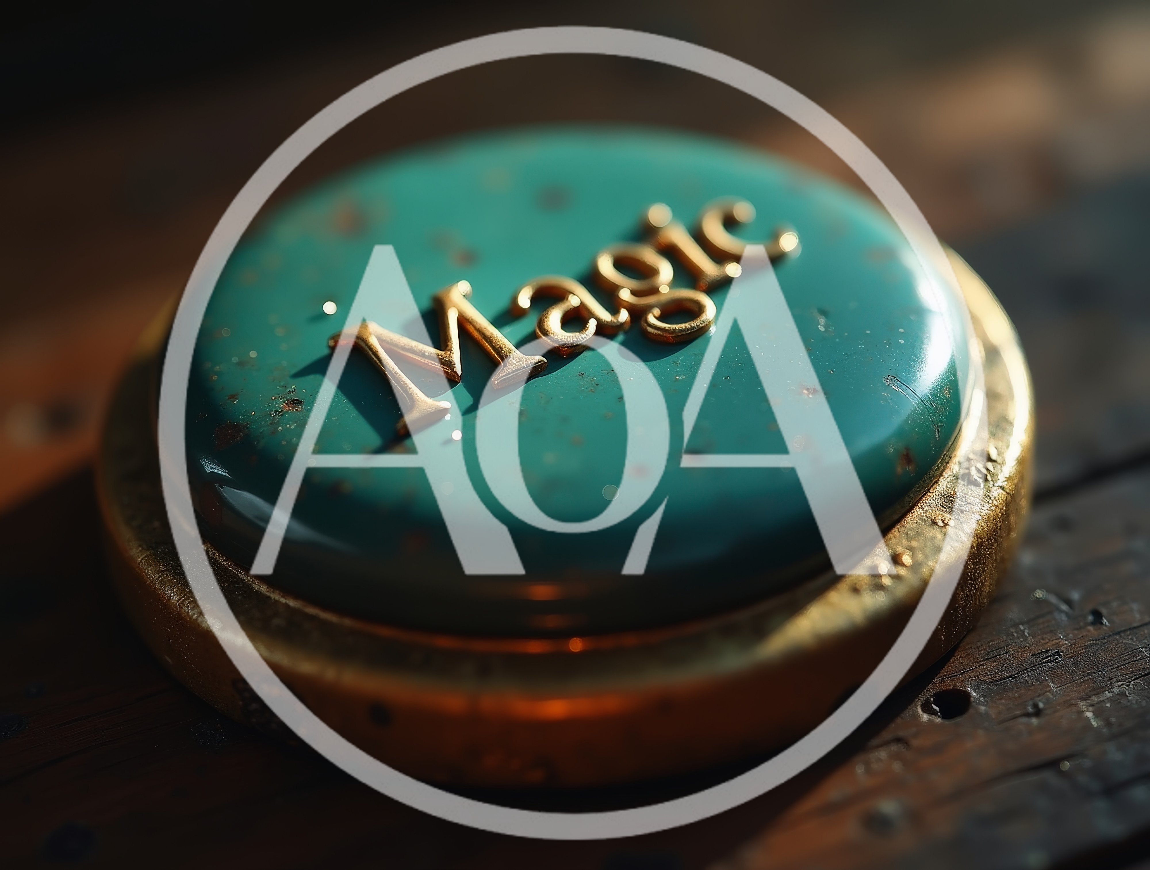 Close Up Of A Teal Magic Button