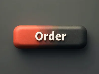 3D Rendered Order Button With Red And Black Gradient