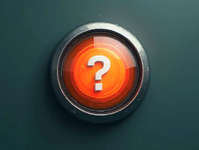 Glowing Orange Question Mark Button On Dark Background