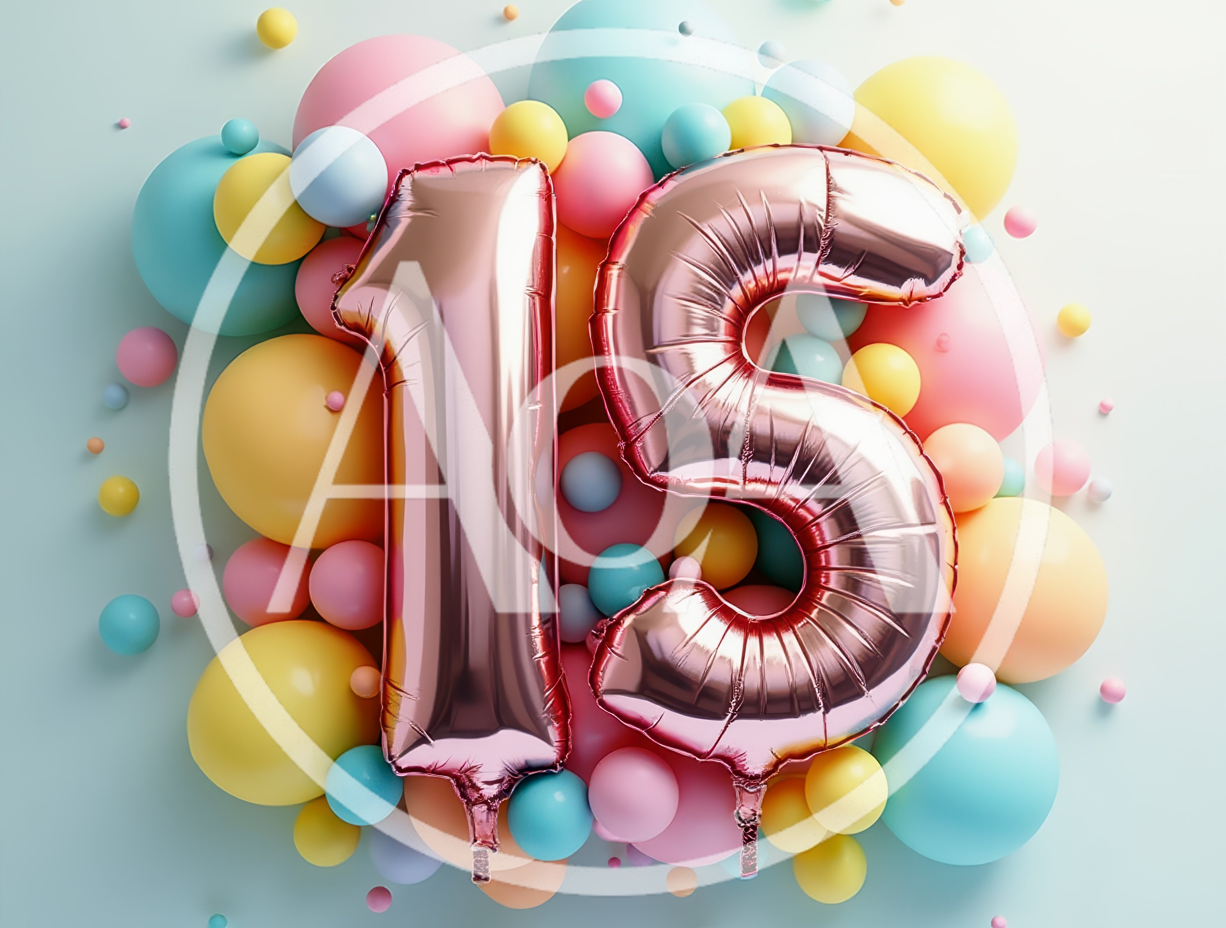 Rose Gold Number Fifteen Balloon Celebration