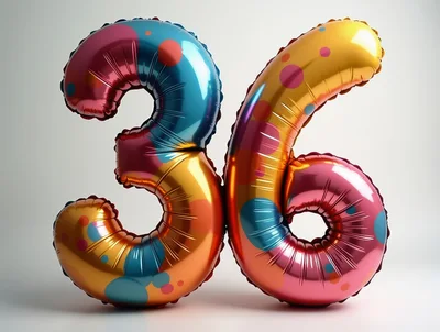 Metallic Foil Number Thirty Six Balloons