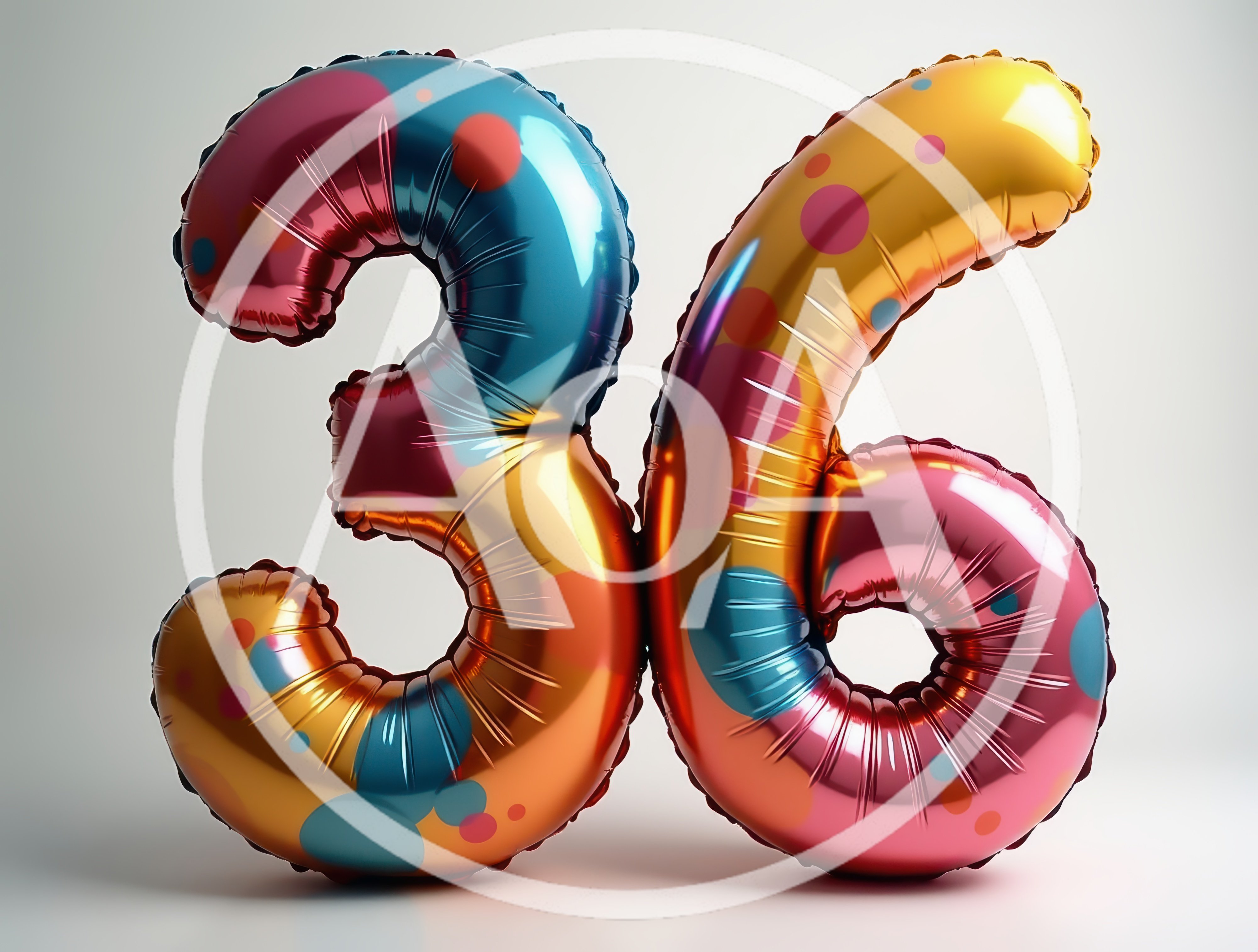 Metallic Foil Number Thirty Six Balloons