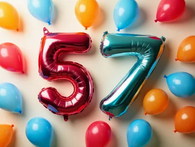 Fifty Seven Number Balloons for Birthday Celebration
