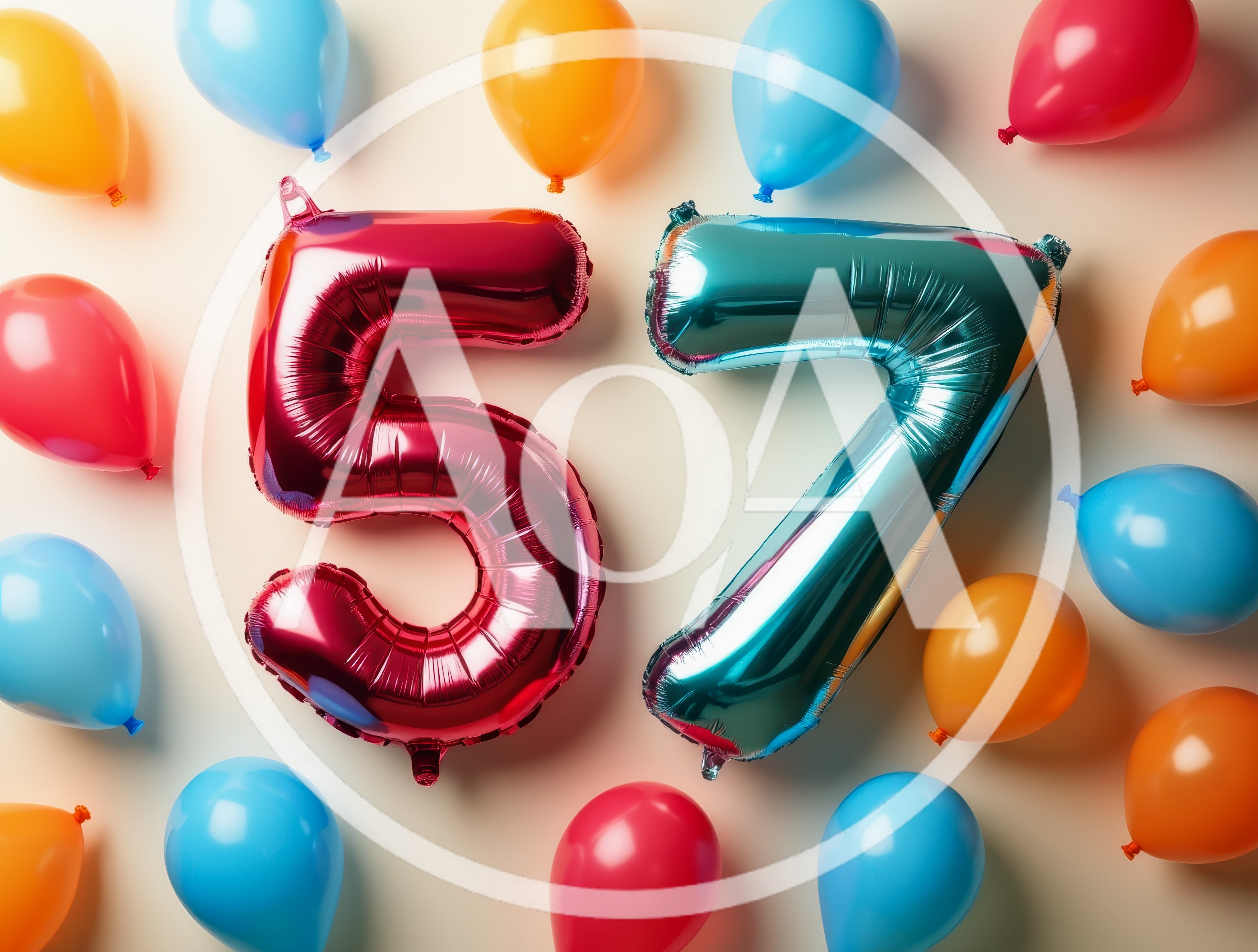 Fifty Seven Number Balloons for Birthday Celebration