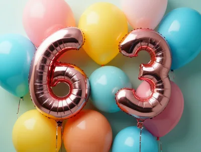 Rose Gold Number Sixty Three Balloons