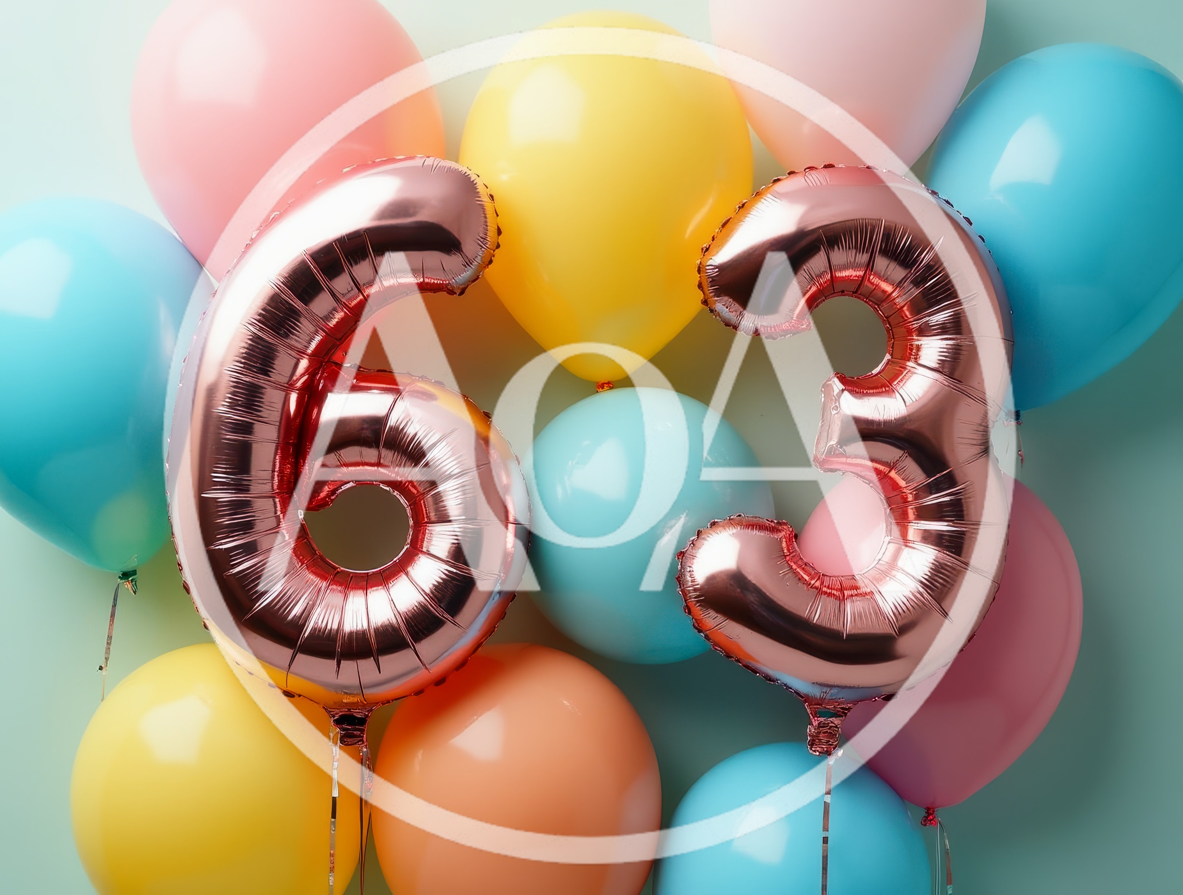 Rose Gold Number Sixty Three Balloons