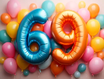 Sixty Nine Number Balloons for Birthday Celebration