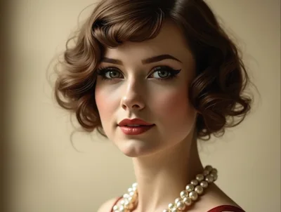 Portrait Of A Young Woman With Vintage Hairstyle