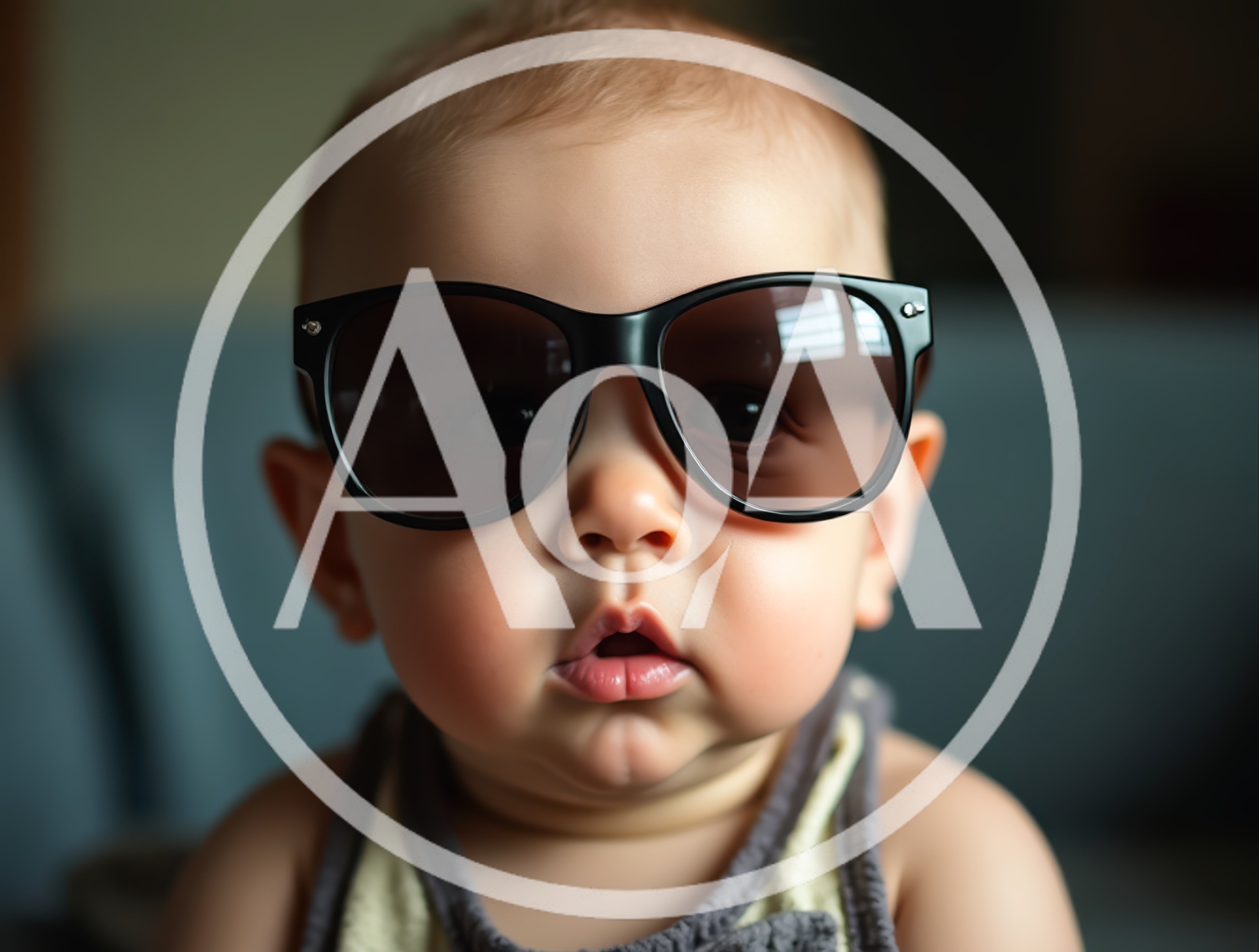 Adorable Baby Wearing Oversized Black Sunglasses