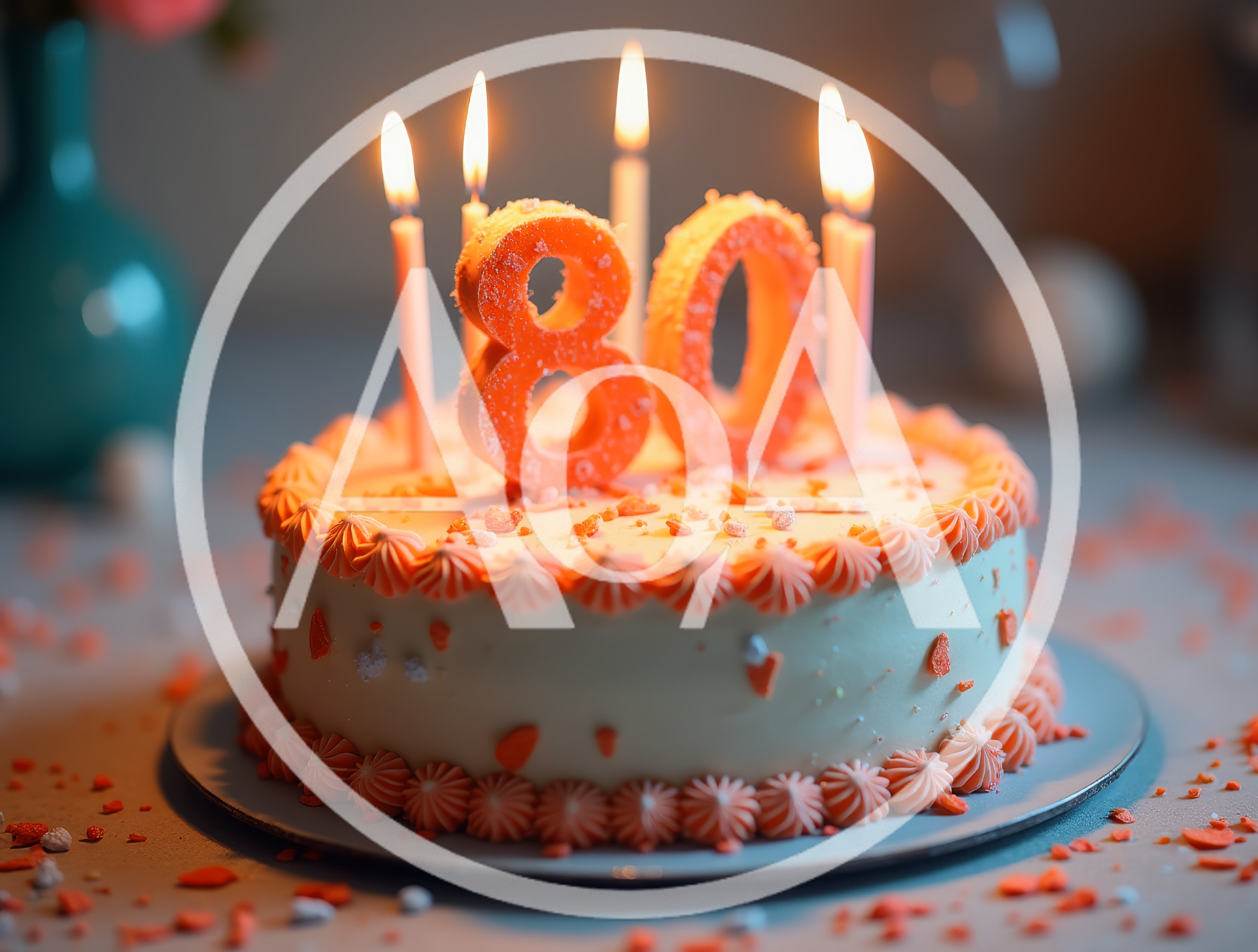 Birthday Cake With Number Eighty Candles