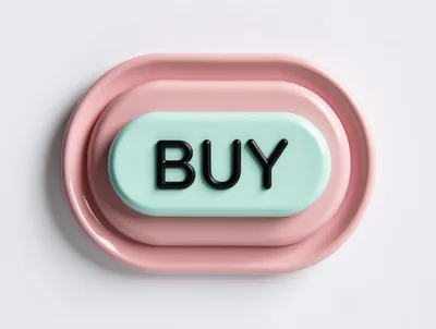 3D Rendered Buy Button Icon on Pastel Background