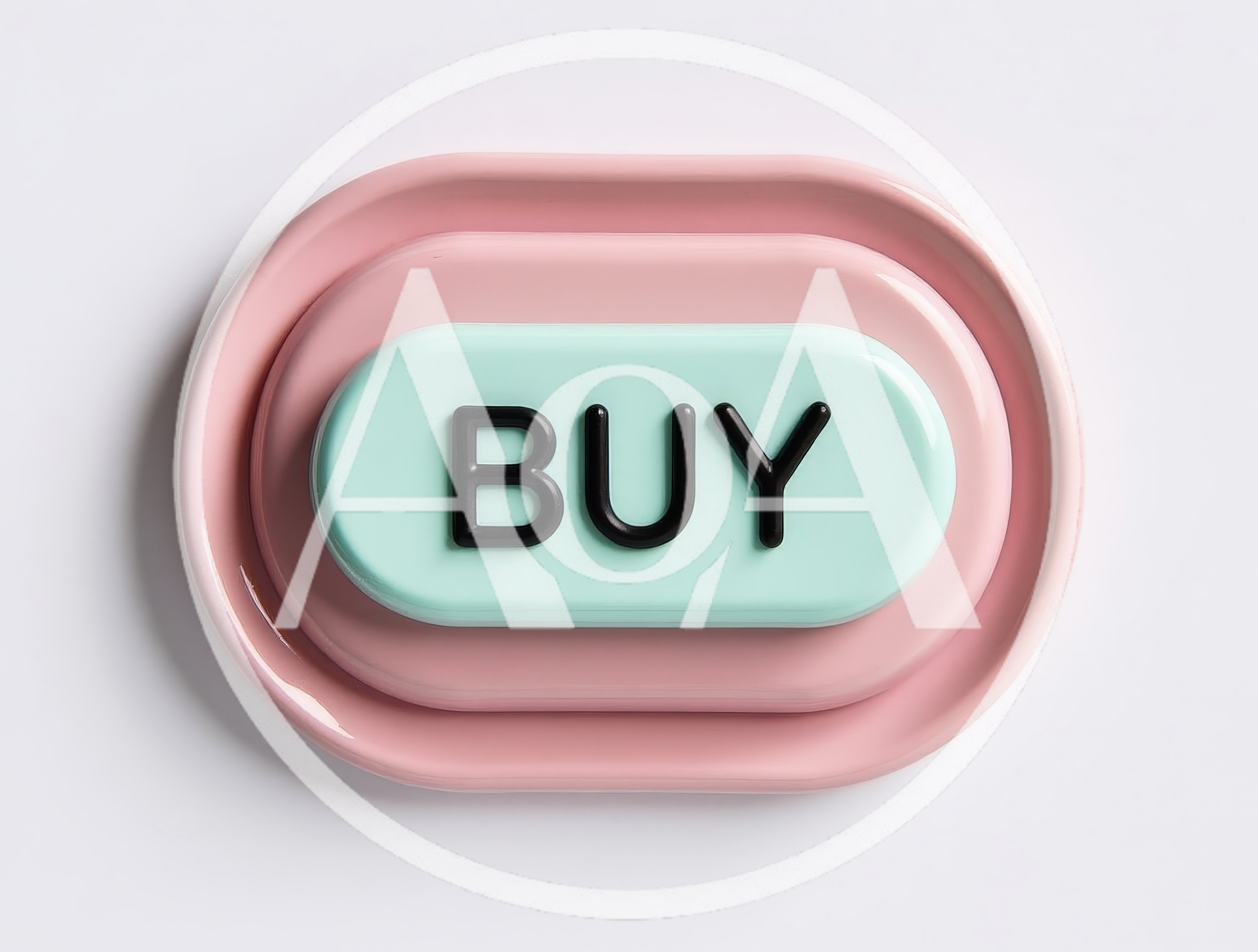 3D Rendered Buy Button Icon on Pastel Background